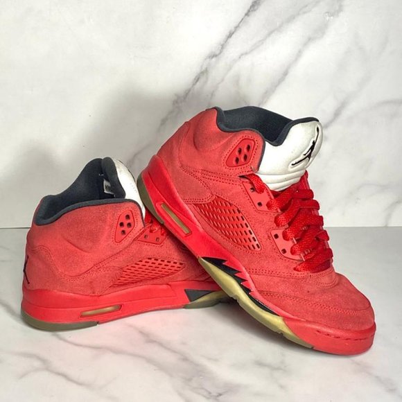 Nike Air Jordan 5 V Retro Red Suede Size 5.5Y / EU 38 Raging Bull